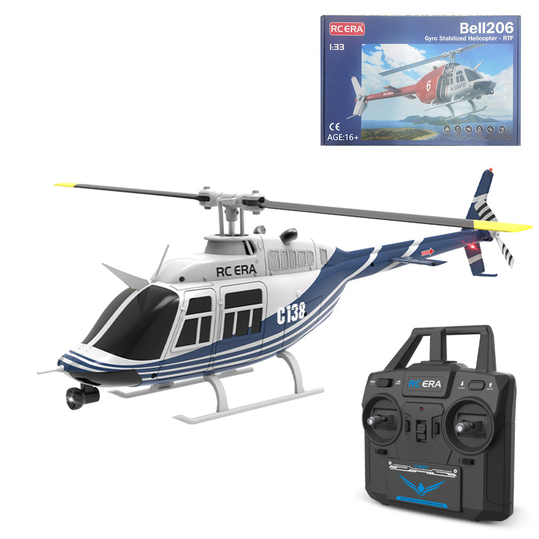 RC ERA C138 1/33 Scale BELL 206 Helicopter 2.4G 6CH Single-Rotor Gyroscopic Flying Aircraft Model Jet Ranger