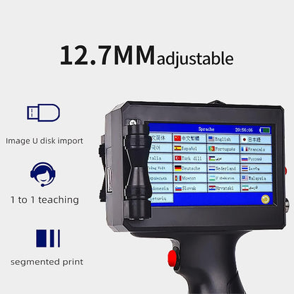 Portable Small Coder,handheld Inkjet Printer Gun,printing Height 2-12.7mm,portable Handheld Inkjet Printer,4.3 Inch Production Date Printer
