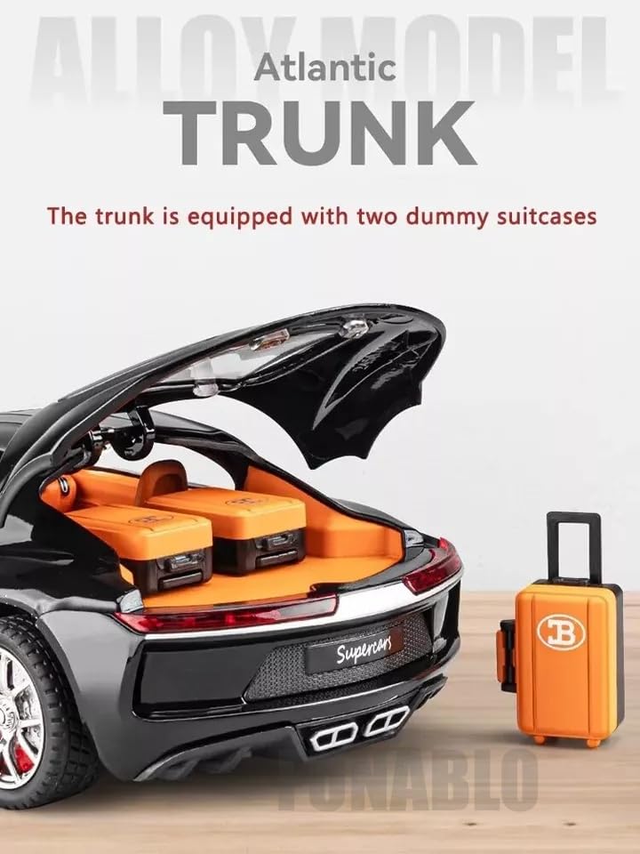 :24 Scale Bugatti Atlantic Alloy Car Model Diecast Toy Vehicles for Kids, with Lights and Music