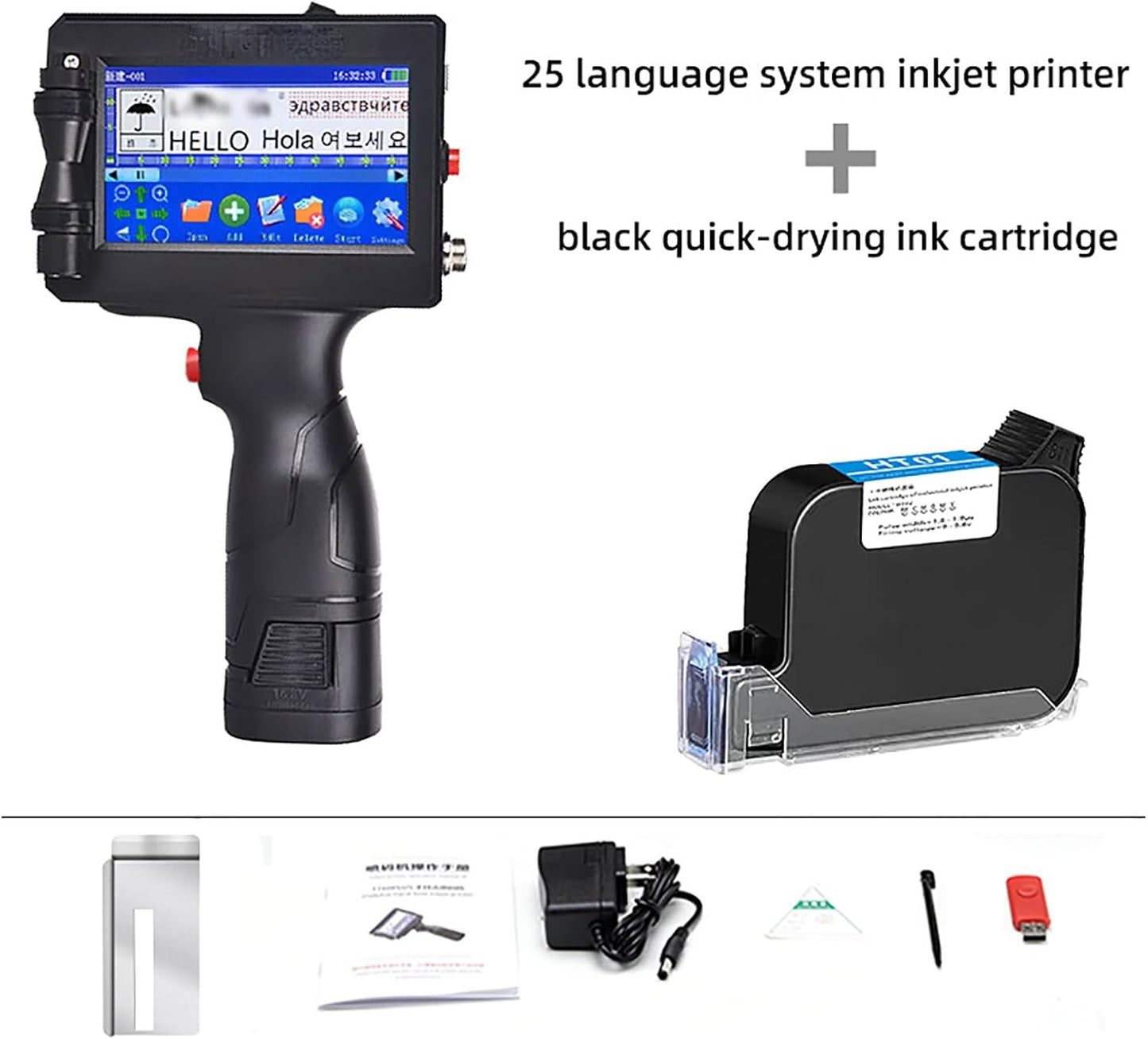 Portable Small Coder,handheld Inkjet Printer Gun,printing Height 2-12.7mm,portable Handheld Inkjet Printer,4.3 Inch Production Date Printer