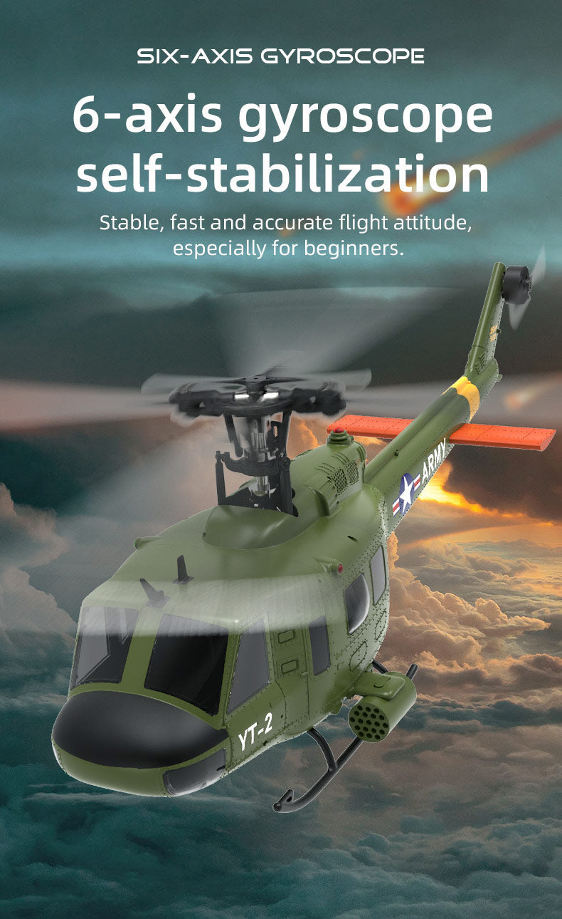 YU XIANG F07/F07-V 1/34 Scale UH-1 Huey 2.4G 6CH Brushless Direct-Drive 6G Flybarless RC Helicopter Model (RTF Version/Mode1/Mode2)