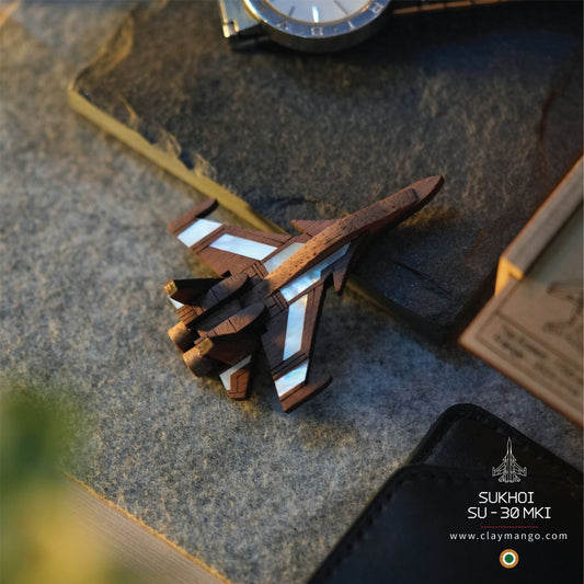 SUKHOI SU-30MKI Mother of Pearl Wooden Brooch - The Master