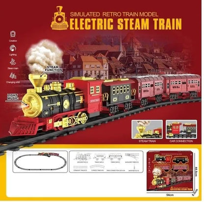 Train Set with Steam Locomotive Engine for Boys