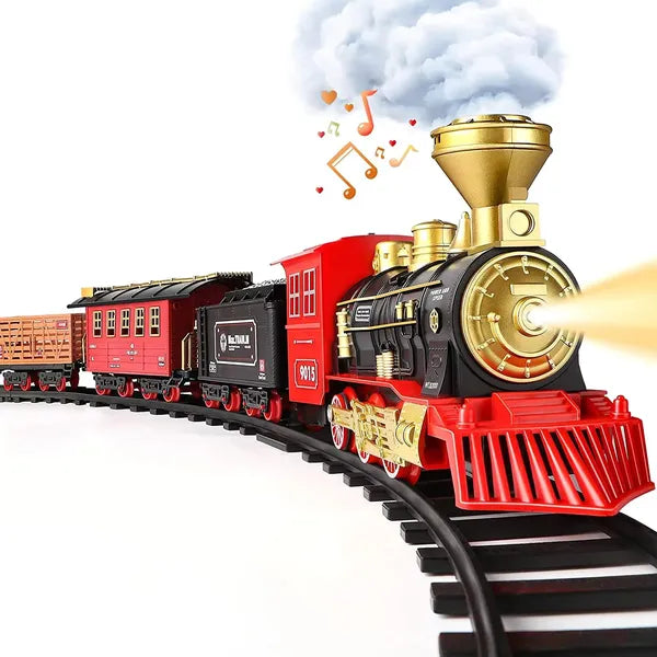 Train Set with Steam Locomotive Engine for Boys