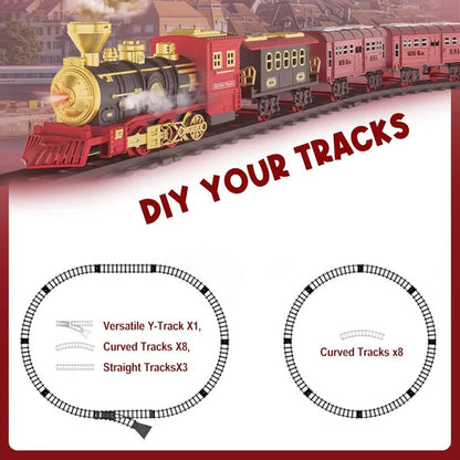 Train Set with Steam Locomotive Engine for Boys