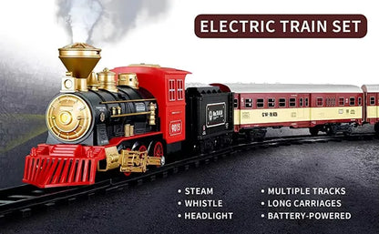 Train Set with Steam Locomotive Engine for Boys