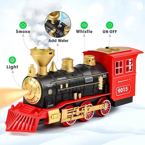 Train Set with Steam Locomotive Engine for Boys