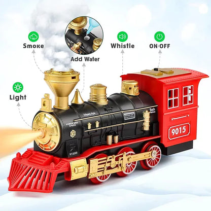 Train Set with Steam Locomotive Engine for Boys
