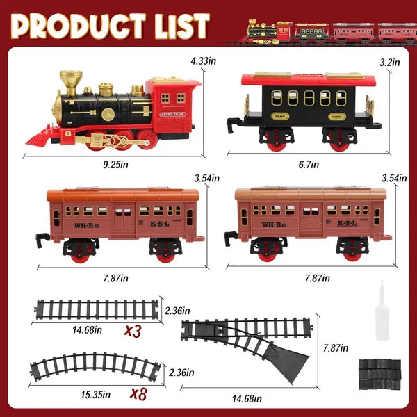 Train Set with Steam Locomotive Engine for Boys