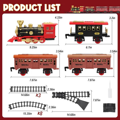Train Set with Steam Locomotive Engine for Boys