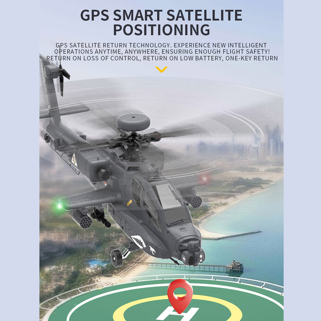YU XIANG Apache GPS Helicopter F11-S AH64 1/32 Scale 2.4G 6CH RC Dual-axis Co-drive Flybarless 6G/3D Stunt