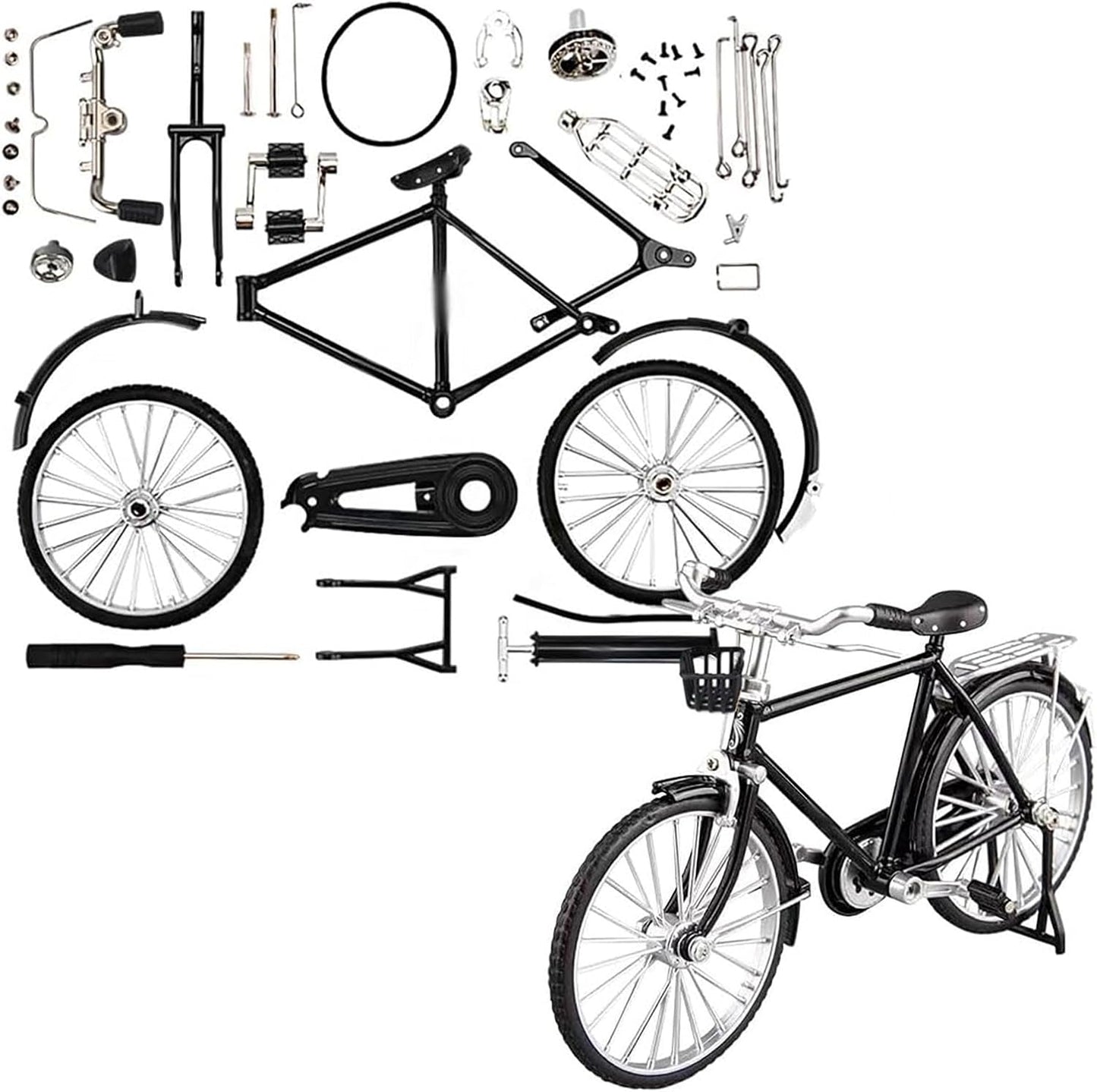 Finger Bikes, DIY Bicycle Model Scale Kit, Creative Iron Table Ornament Toys, Finger Toys, Metal Bicycle Model Collections