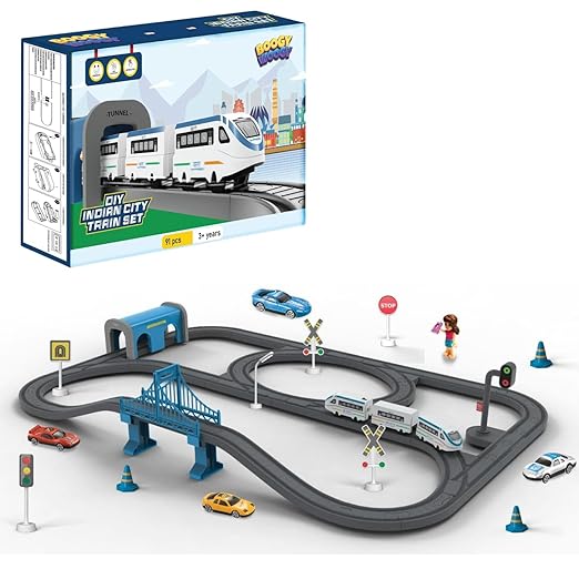 DIY Indian City Magnetic Train Track Set- 91 Pieces (3-8 Years)