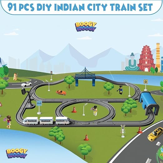 DIY Indian City Magnetic Train Track Set- 91 Pieces (3-8 Years)