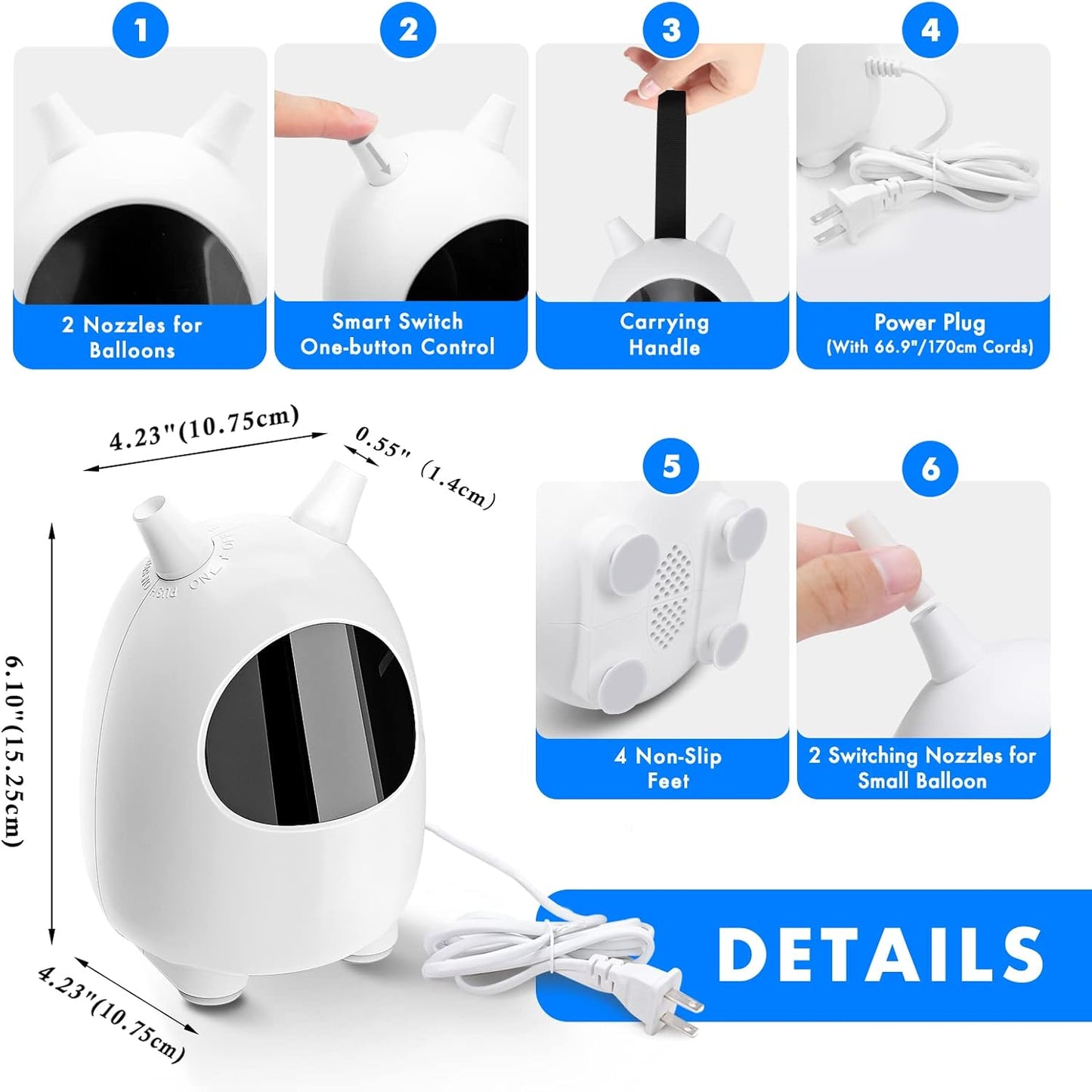 Balloon Pump Electric, SPLAKS Balloons Inflator Air Pump Portable Balloon Blower
