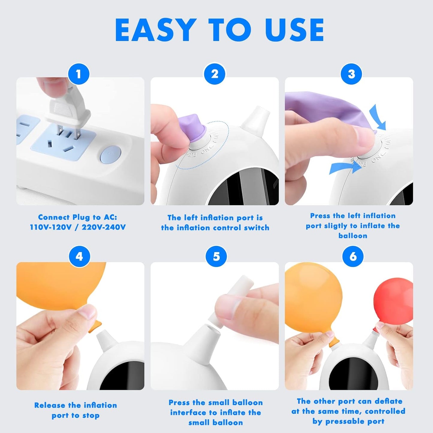 Balloon Pump Electric, SPLAKS Balloons Inflator Air Pump Portable Balloon Blower