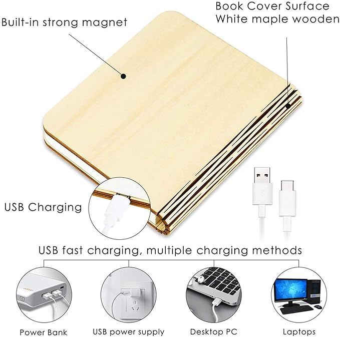 Book Lamp Rechargeable LED Book