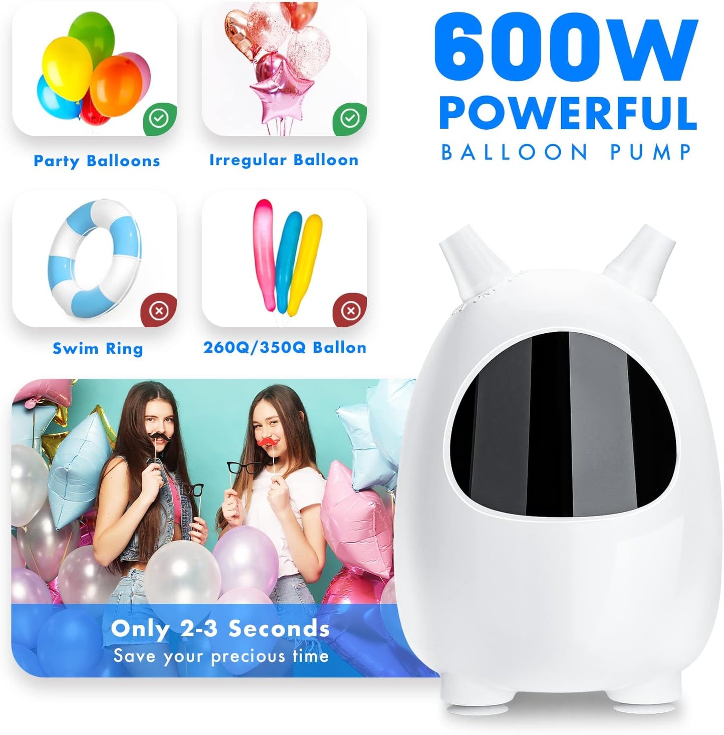 Balloon Pump Electric, SPLAKS Balloons Inflator Air Pump Portable Balloon Blower