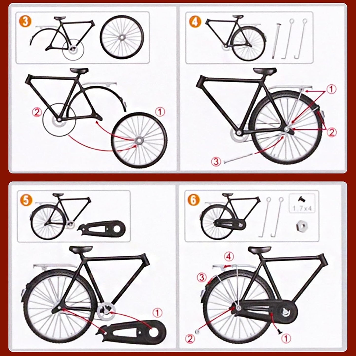 Finger Bikes, DIY Bicycle Model Scale Kit, Creative Iron Table Ornament Toys, Finger Toys, Metal Bicycle Model Collections