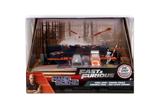 Fast & Furious Final Race Train Nano Scene & 2 1.65" Die-Cast Cars