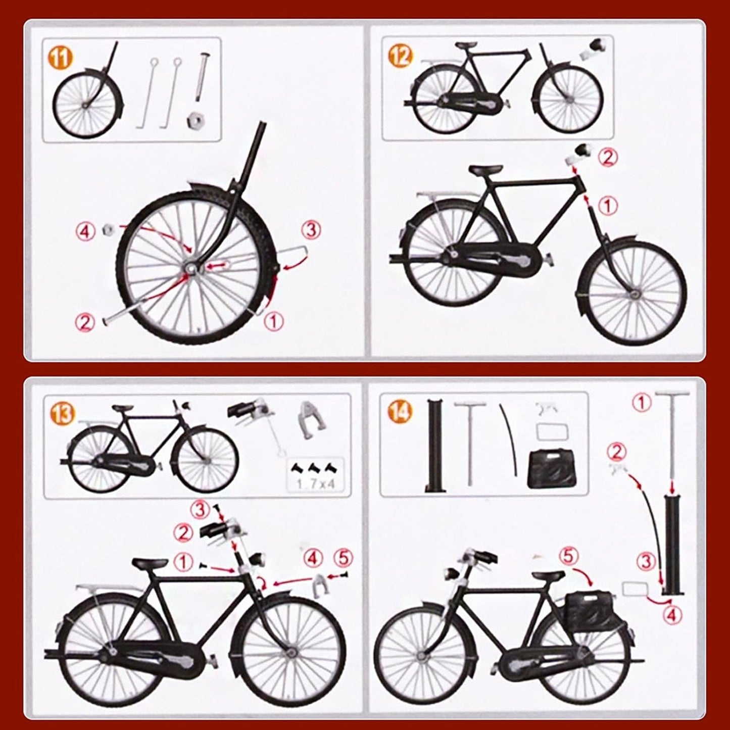 Finger Bikes, DIY Bicycle Model Scale Kit, Creative Iron Table Ornament Toys, Finger Toys, Metal Bicycle Model Collections