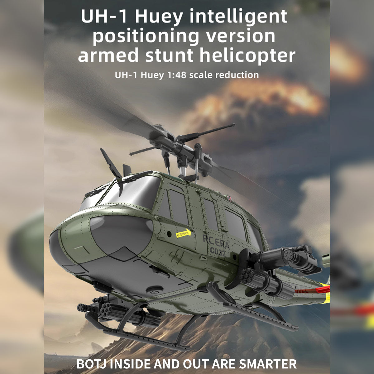 C032 1/48 Scale UH-1 Huey 2.4G 6CH Flybarless RC Helicopter Model (RTF Version)