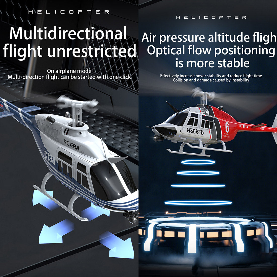 RC ERA C138 1/33 Scale BELL 206 Helicopter 2.4G 6CH Single-Rotor Gyroscopic Flying Aircraft Model Jet Ranger