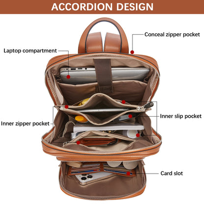Vintage Leather Laptop College Travel Backpack