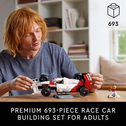 LEGO Icons McLaren MP4/4 & Ayrton Senna Minifigure Model Car Kit - Buildable F1 McLaren Set