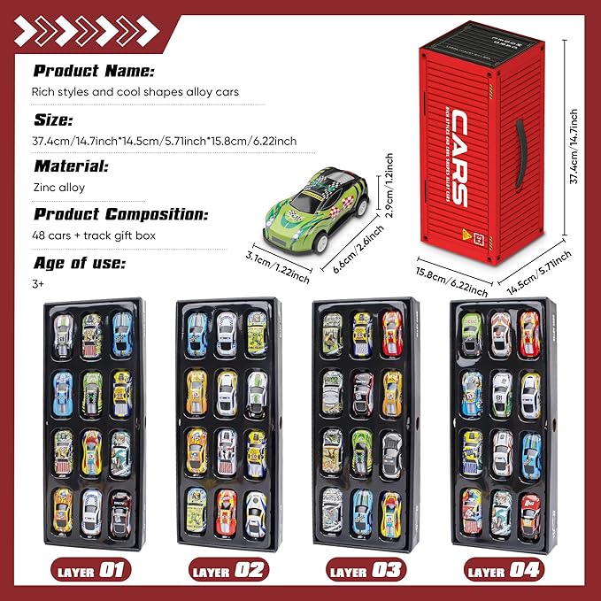 48 Car Set - Cast Pull Back Cars