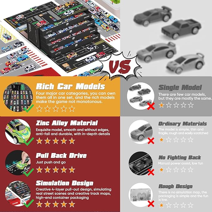 48 Car Set - Cast Pull Back Cars