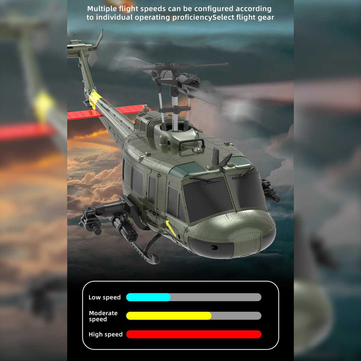 C032 1/48 Scale UH-1 Huey 2.4G 6CH Flybarless RC Helicopter Model (RTF Version)