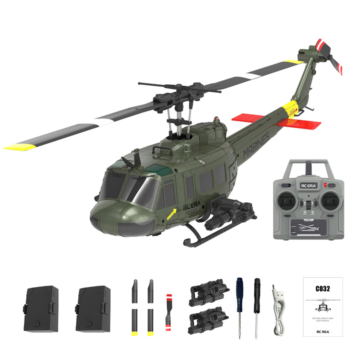 C032 1/48 Scale UH-1 Huey 2.4G 6CH Flybarless RC Helicopter Model (RTF Version)