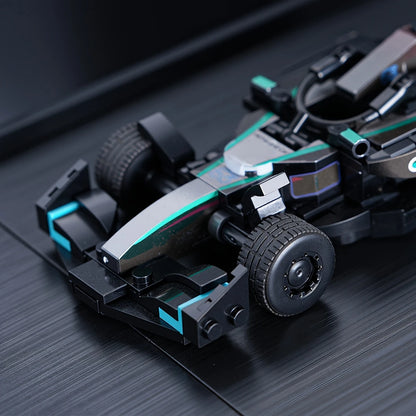 Black W15 boy racing car model, racing car MOC building block set