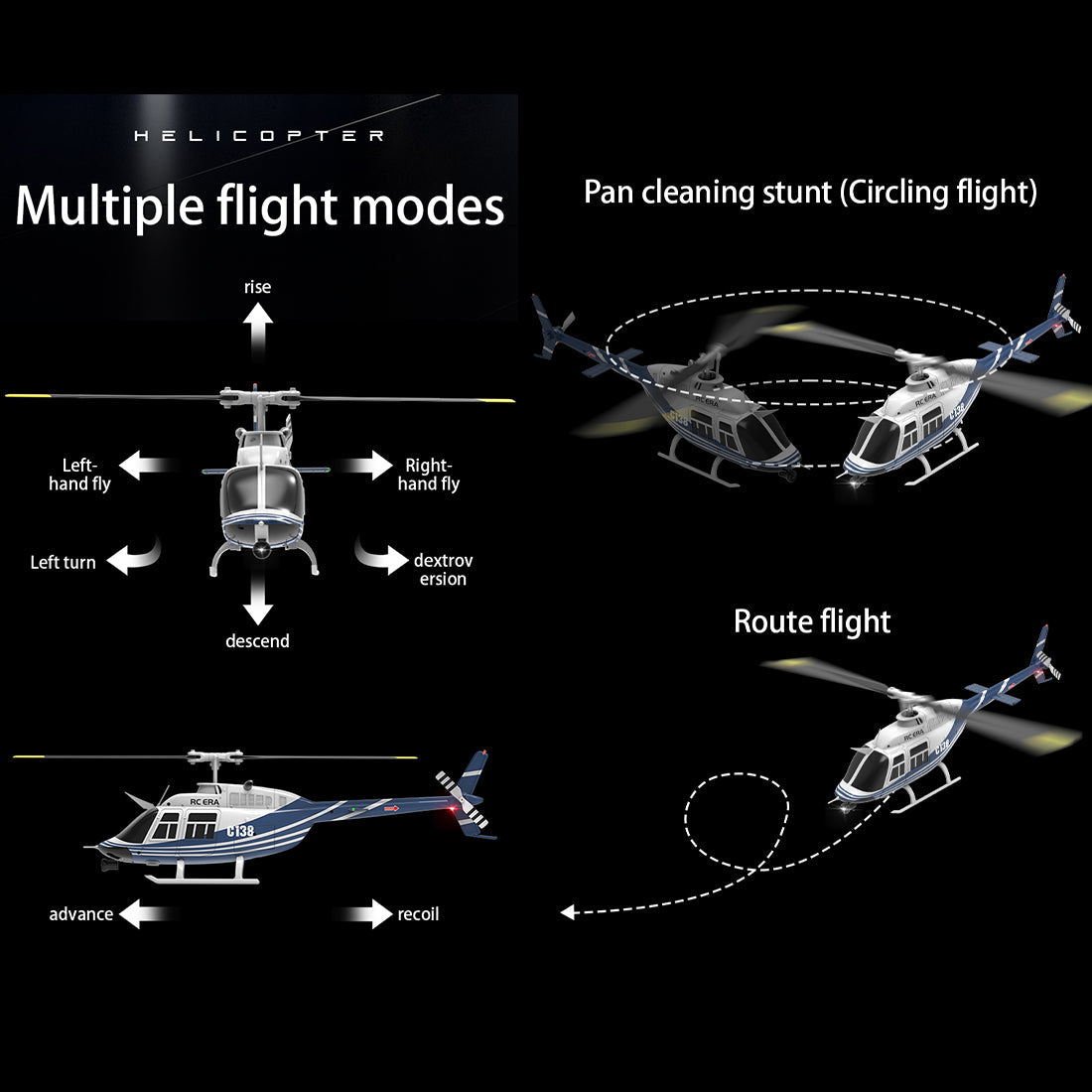 RC ERA C138 1/33 Scale BELL 206 Helicopter 2.4G 6CH Single-Rotor Gyroscopic Flying Aircraft Model Jet Ranger