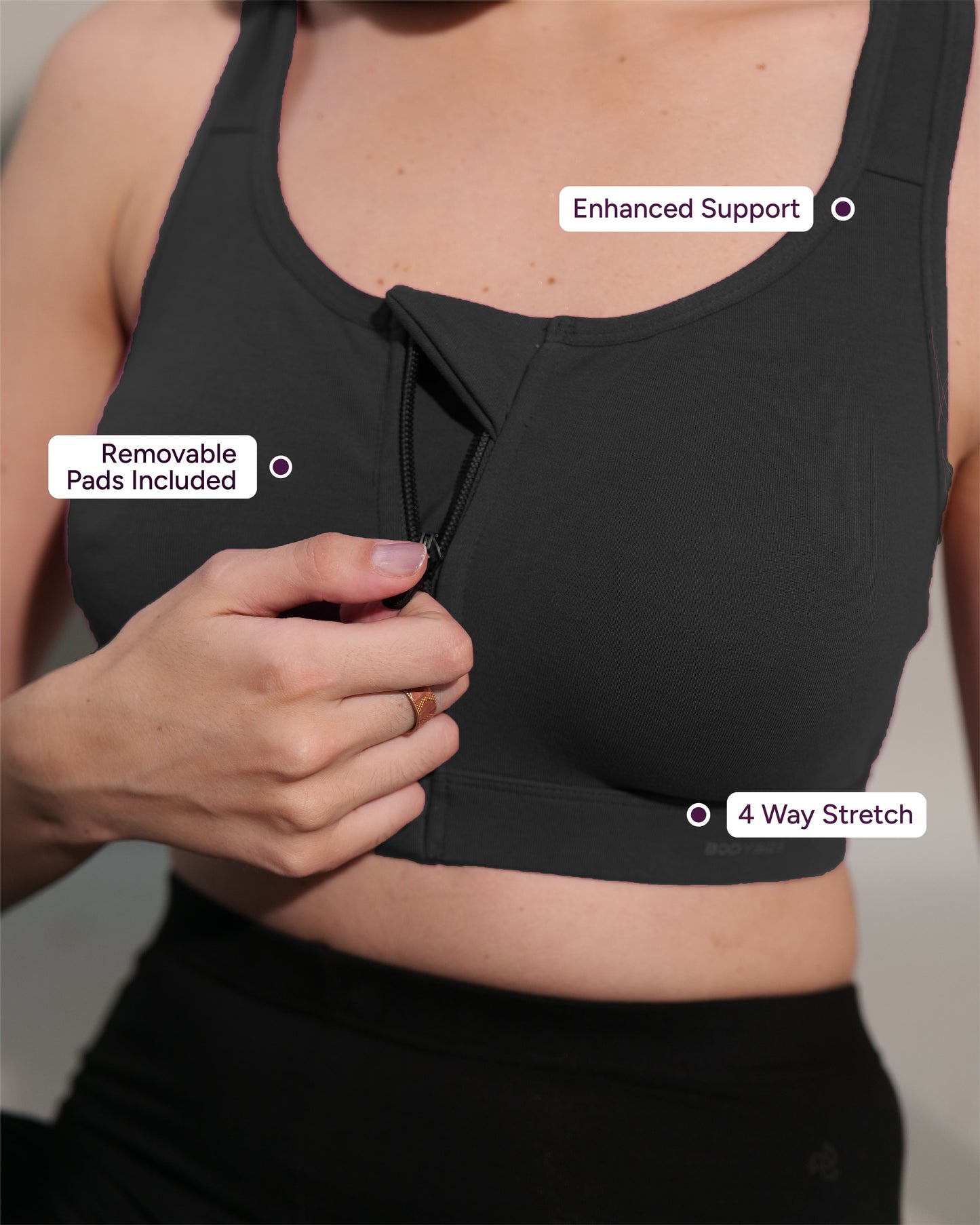 Zipper Sports Cotton Bra (Pack Of 3)