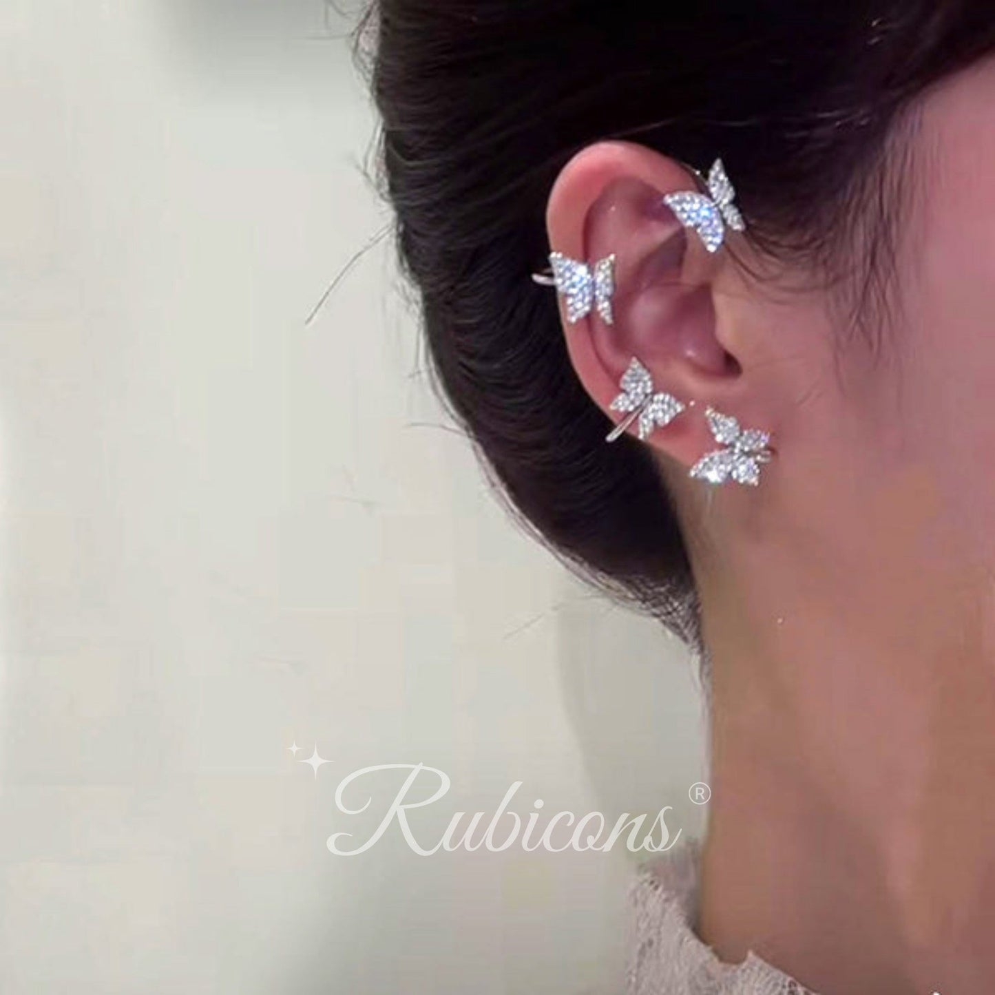 Crystal Butterfly Cuff Earrings (PAIR)