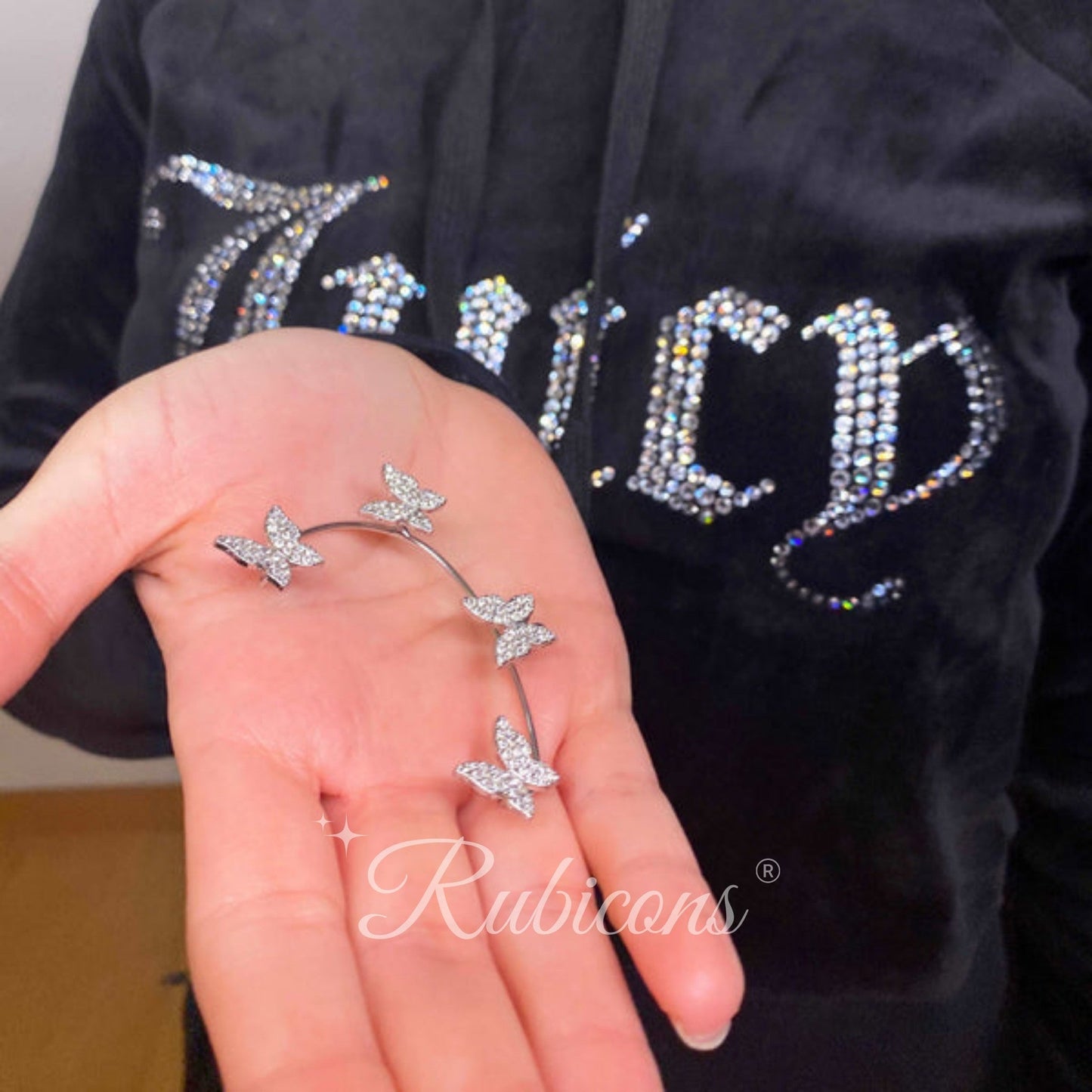 Crystal Butterfly Cuff Earrings (PAIR)