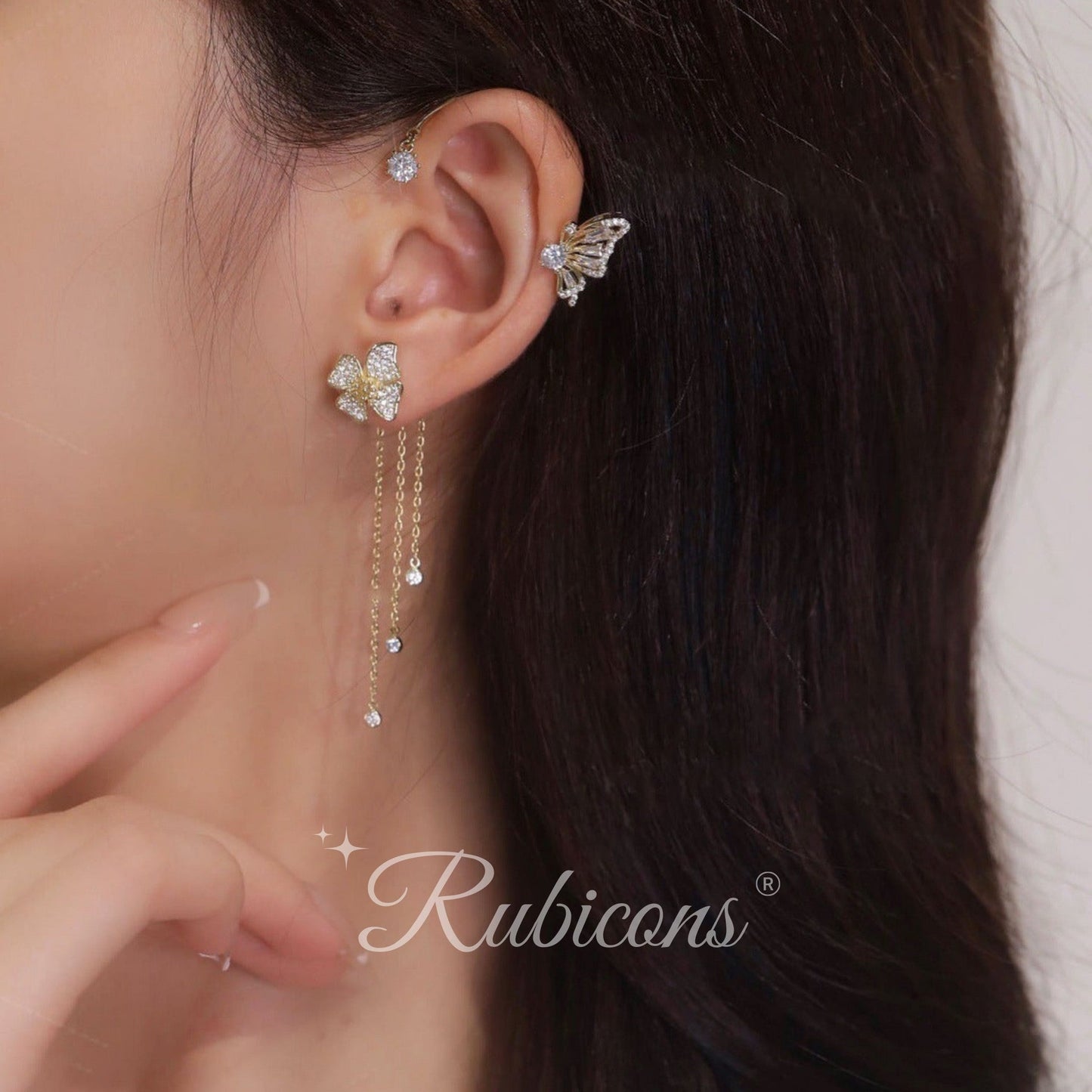 Crystal Butterfly Earrings (Pair)