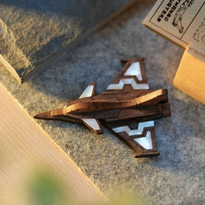 Dassault Rafale Mother of Pearl Wooden Brooch