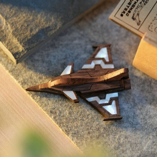 Dassault Rafale Mother of Pearl Wooden Brooch