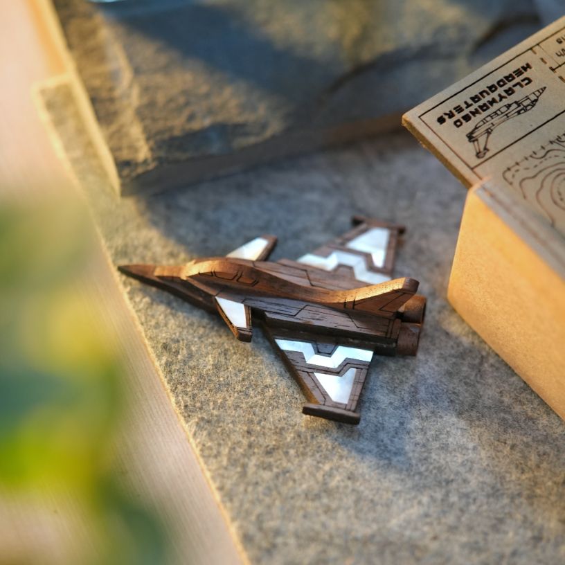 Dassault Rafale Mother of Pearl Wooden Brooch