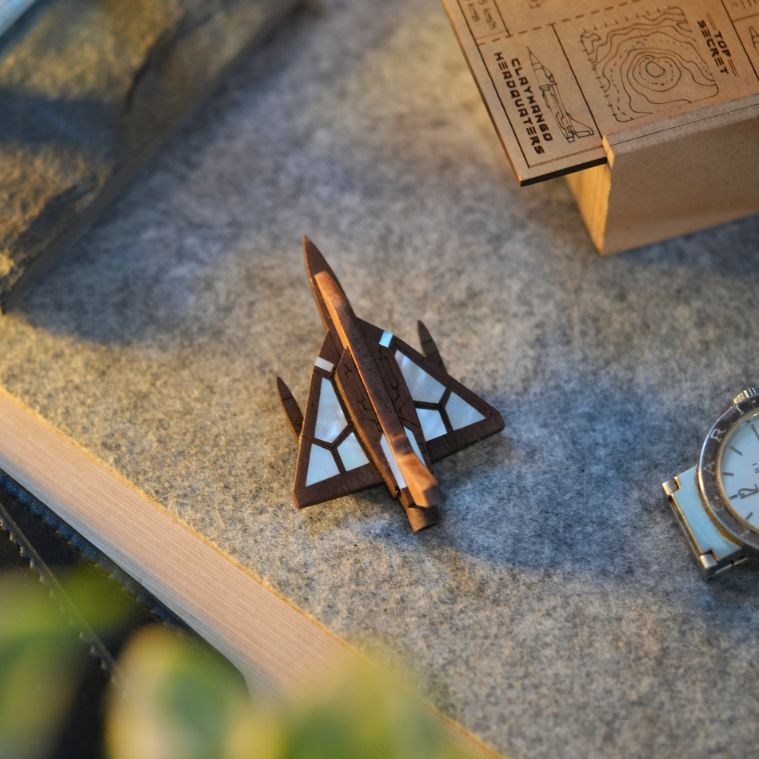 HAL TEJAS Mother of Pearl Wooden Brooch