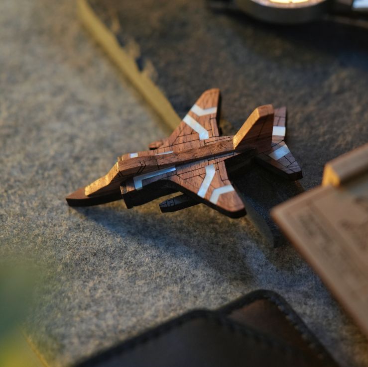 SEPECAT JAGUAR Mother of Pearl Wooden Brooch - The striker