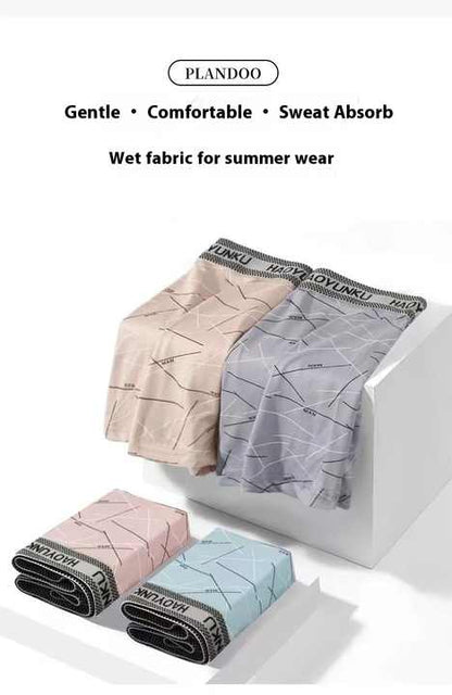Men's Sexy Underwear Custom Made with Logo Silk Spandex Seamless Boxer