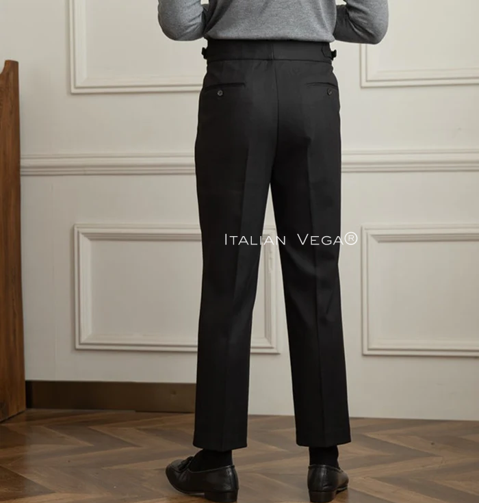 Deep Grey And Black Exotic Herringbone Formal Gurkha Pants (pack of 2)
