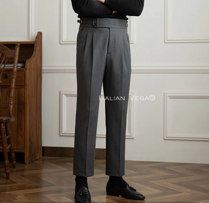 Deep Grey And Black Exotic Herringbone Formal Gurkha Pants (pack of 2)