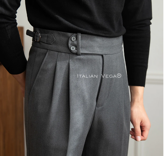 Deep Grey And Black Exotic Herringbone Formal Gurkha Pants (pack of 2)