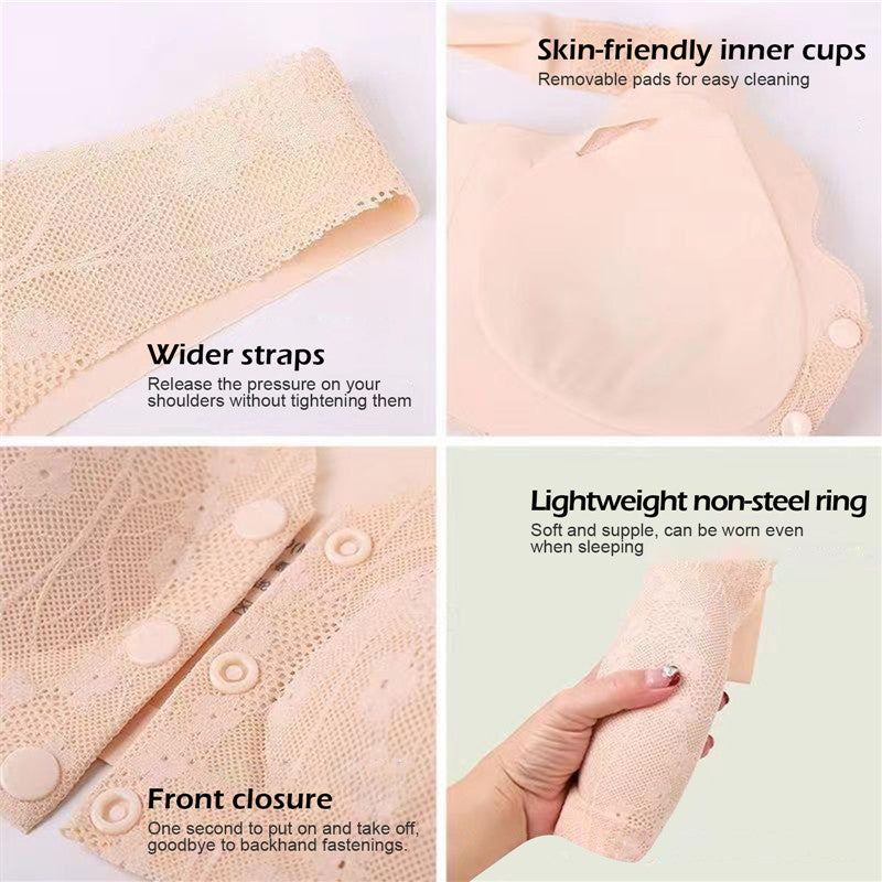 Front Buckle Bra Lace Seamless And Breathable no Steel Ring Bra (Pack Of 5)