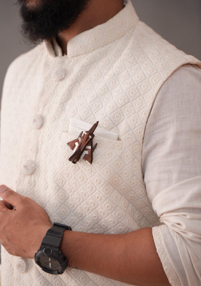 DASSAULT MIRAGE Mother of Pearl Wooden Brooch